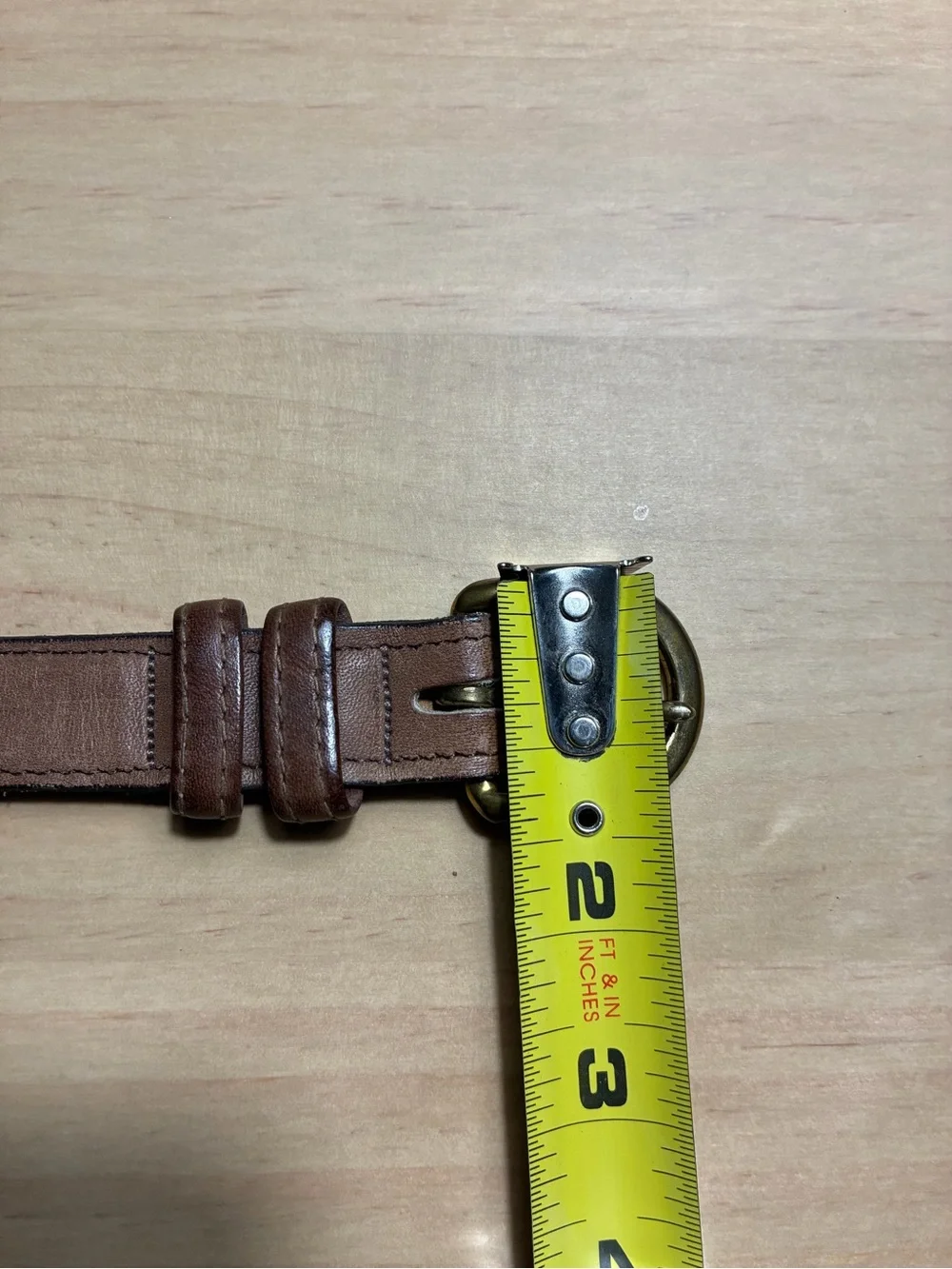 Levi's Vintage Made in USA Tan Brown Leather Belt with Brass-Tone Buckle 40”